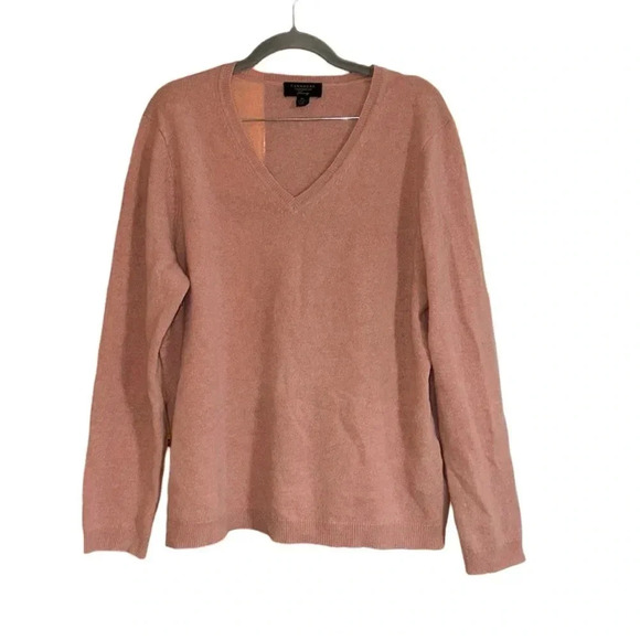 Charter Club Cashmere Luxury Pale Pink Vneck Sweater Size XL - Picture 1 of 9